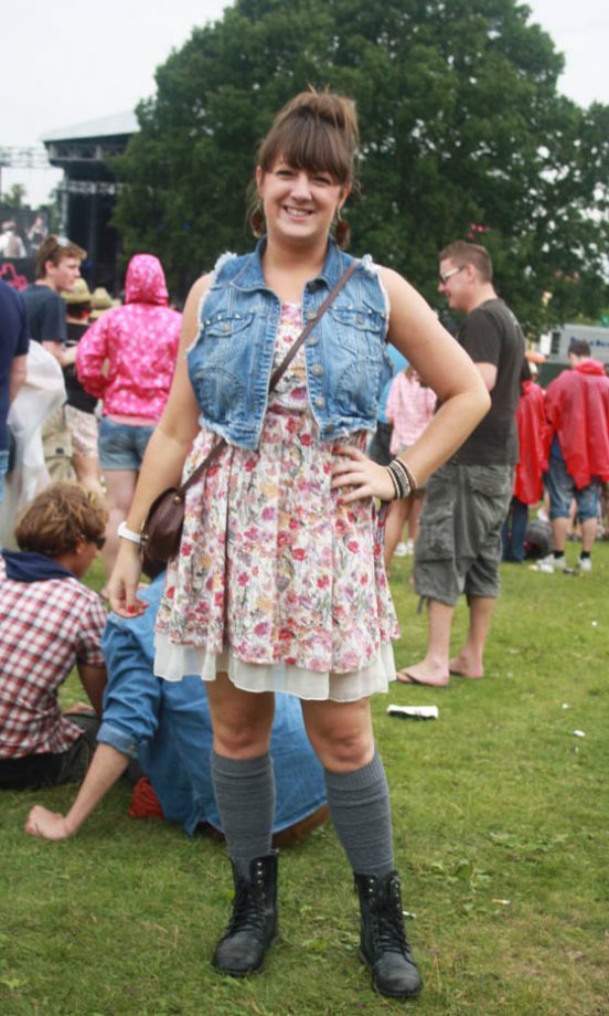 Emma Wears A Topshop Dress With A Primark Denim Waistcoat At V Festival 2011