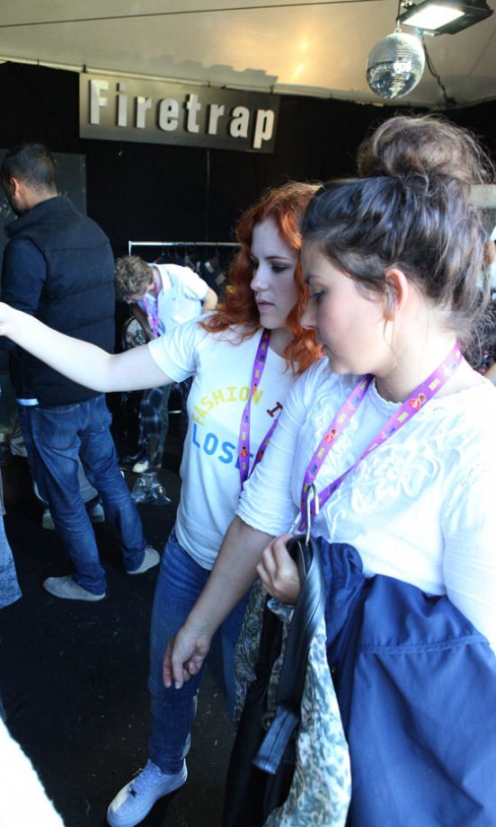 Katy B Fits In A Spot Of Retail Therapy In The Firetrap Tent At V Festival, 2011