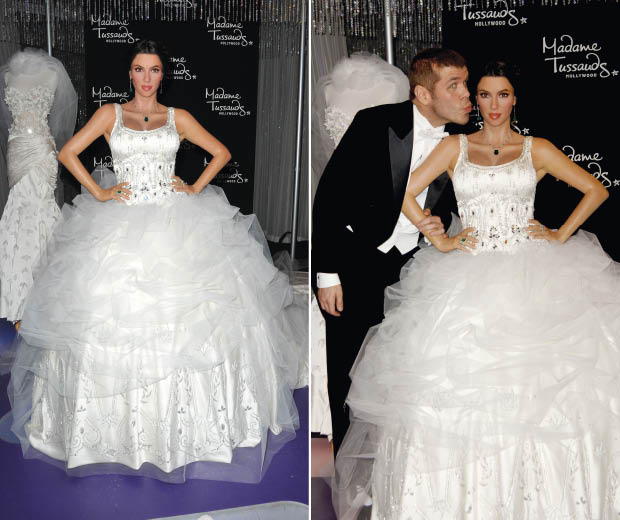 We did a double-take when we spotted this pic of Kim Kardashian in a wedding dress, which is in fact a waxwork!