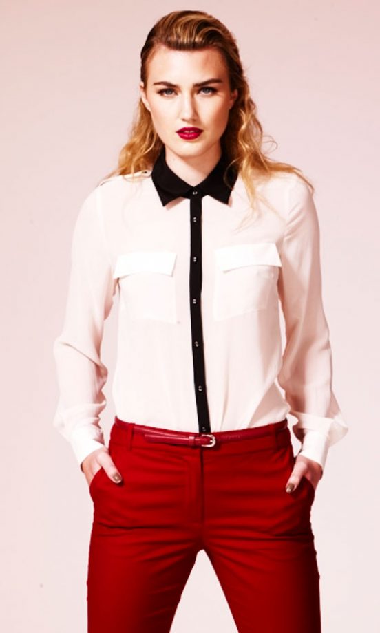 Oasis Contrast Mixed Fabric Blouse, £45