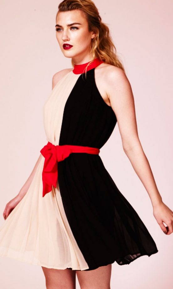 Warehouse Soft Pleat Colour Block Dress, £70