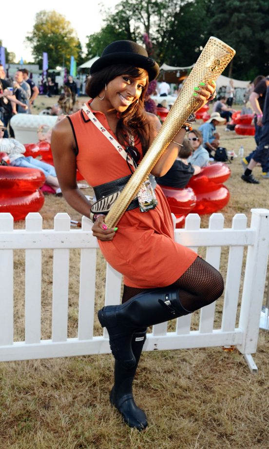 Alexandra Burke With The Olympic Torch Backstage At The Virgin Media Louder Lounge, V Festival 2011