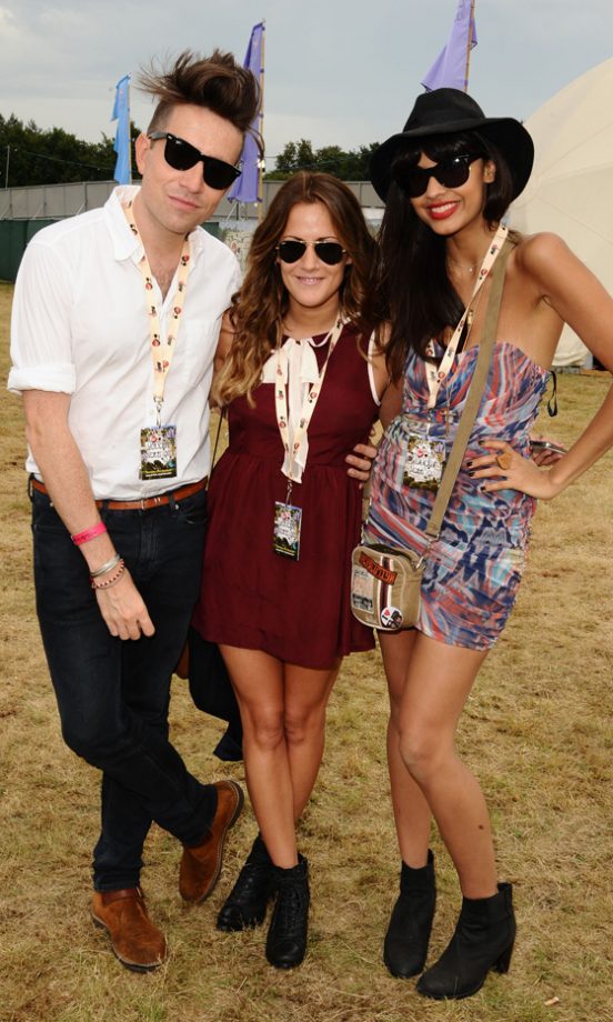 Nick Grimshaw, Caroline Flack And Jameela Jamil Backstage At The Virgin Media Louder Lounge, V Festival 2011