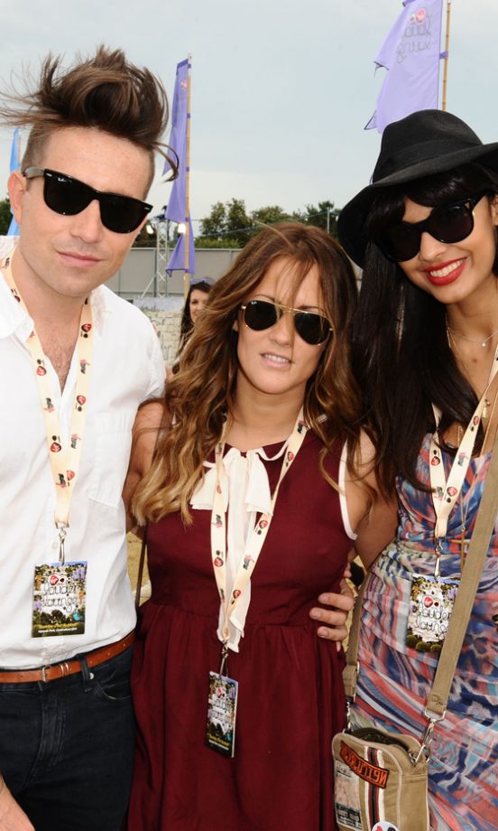 Nick Grimshaw, Caroline Flack And Jameela Jamil Backstage At The Virgin Media Louder Lounge, V Festival 2011