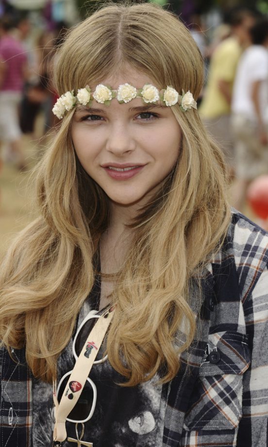 Chloe Moretz Wearing A Floral Headband Backstage At The Virgin Media Louder Lounge, V Festival 2011