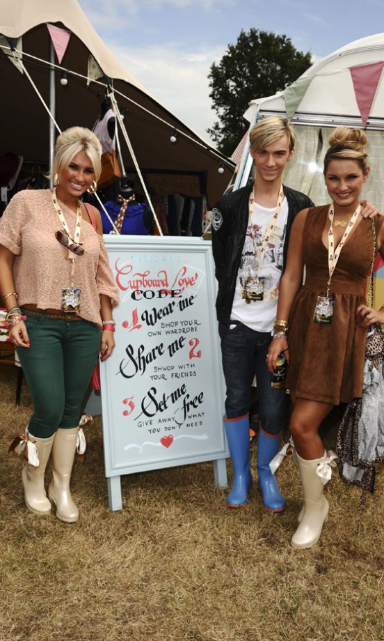 Billie Faiers, Harry Derbridge And Sam Faiers Backstage At The Virgin Media Louder Lounge, V Festival 2011