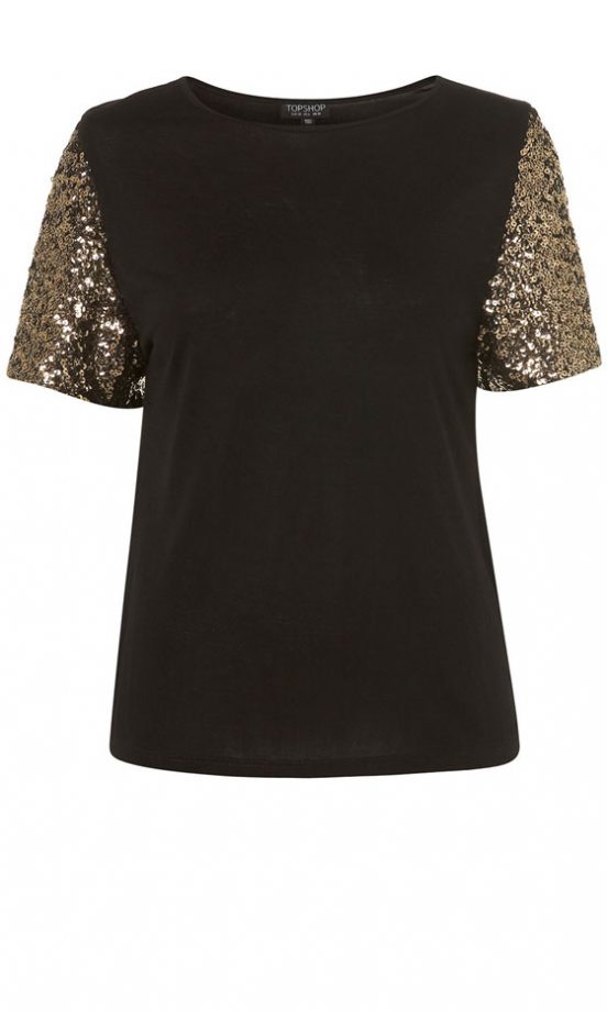 Topshop Battered Sequin Sleeve Tee, £30