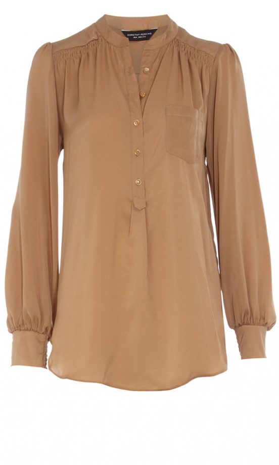 Dorothy Perkins Tan 70s Pocket Blouse, £29.50