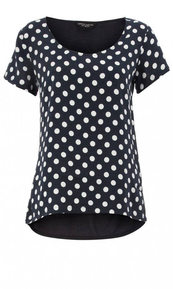 Dorothy Perkins Navy Woven Front Spot T-Shirt, £19.50