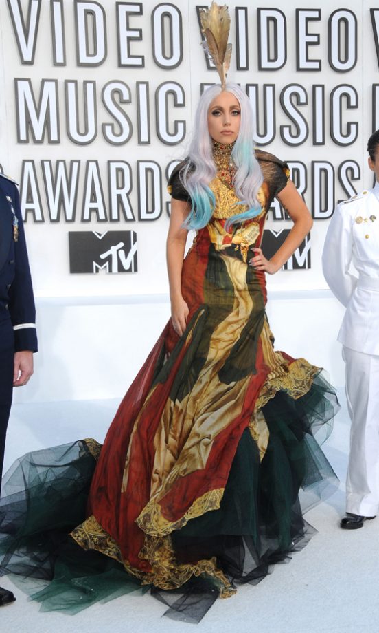 Lady Gaga Wears A Renaissance Looking Dress By Alexander McQueen At The MTV Music Video Awards 2010