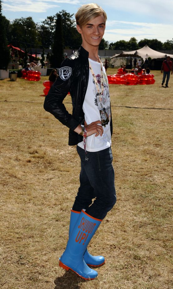 Harry Derbidge Strikes His Best Pose Backstage At The Virgin Media Louder Lounge, V Festival 2011