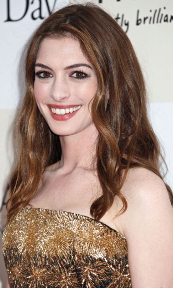 Anne Hathaway Keeps Her Hair Loose And Coppery, 2011