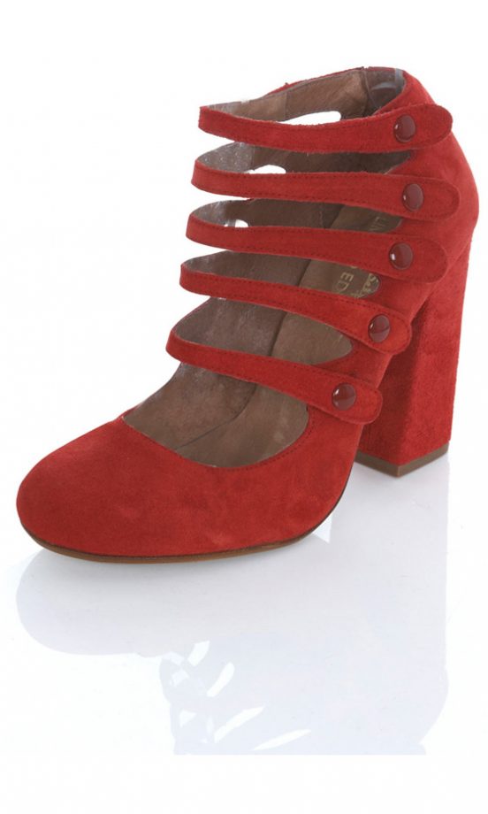 Miss Selfridge Limited Edition Peggy Red Suede Multi Strap Shoe, £65