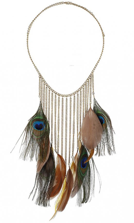 Miss Selfridge Multi Feather Drop Necklace, £15