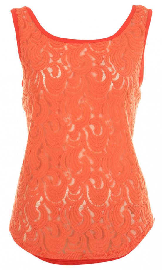 Miss Selfridge Coral Lace Front Vest Top, £22