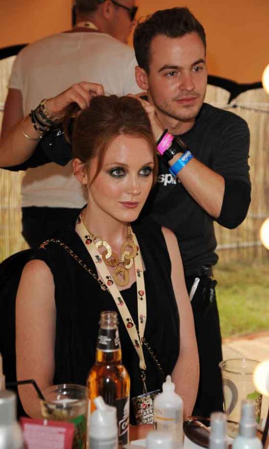 Olivia Hallinan Makes The Most Of The Free Makeovers Backstage At The Virgin Media Louder Lounge, V Festival 2011