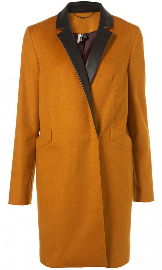 Topshop Leather Collar Wool Boyfriend Coat, £170