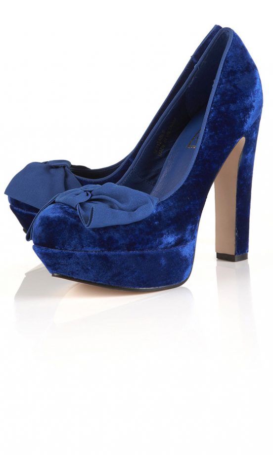 Topshop Blue Velvet Shoes, £58 - In Store Only