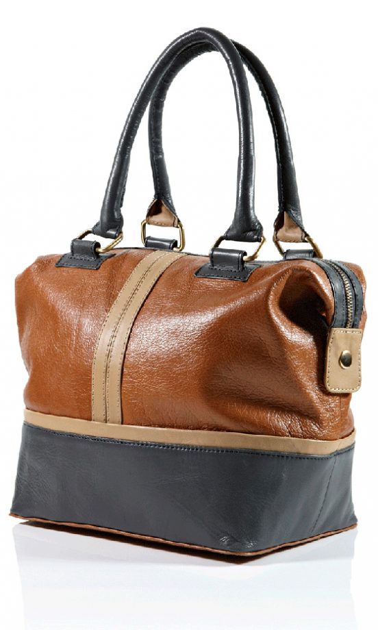 Warehouse Colour Block Leather Bowling Bag, £65