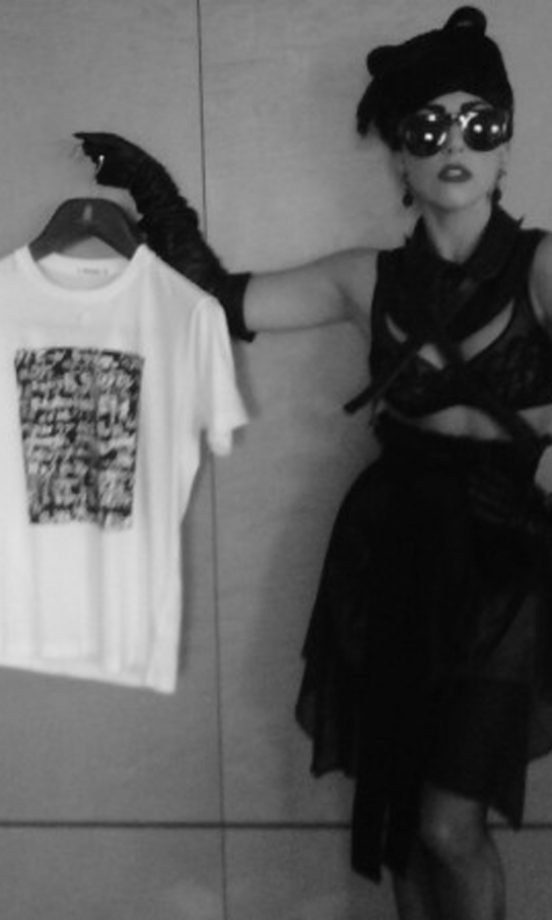 Lady Gaga @ladygaga Tweeted This Twitter Picture Of Her Tsunami Relief Japanese Birkin T-shirt For UNIQLO, June 2011