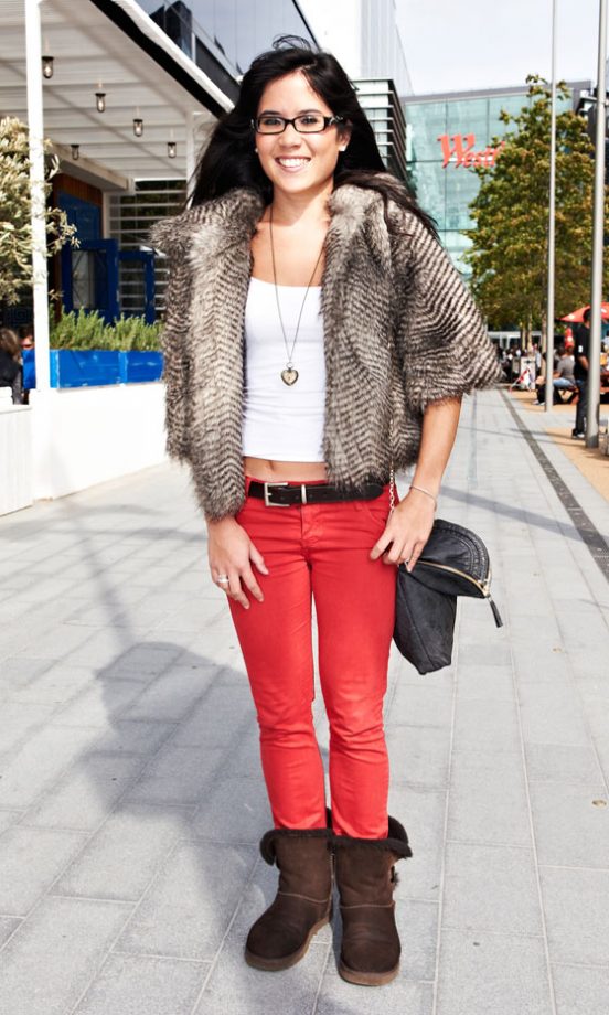 Hazel Lindsey Wearing Faux Fur Coat From Fashion Union And Bright Pull And Bear Jeans