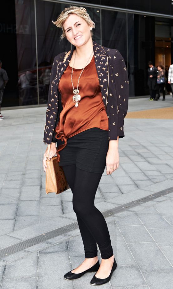 Carly Brooks Wearing A Printed Jacket From Brick Lane With Topshop Accessories