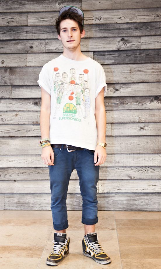 Jordan Stillman Wearing T-Shirt From Rokit And Nike Trainers From Size?