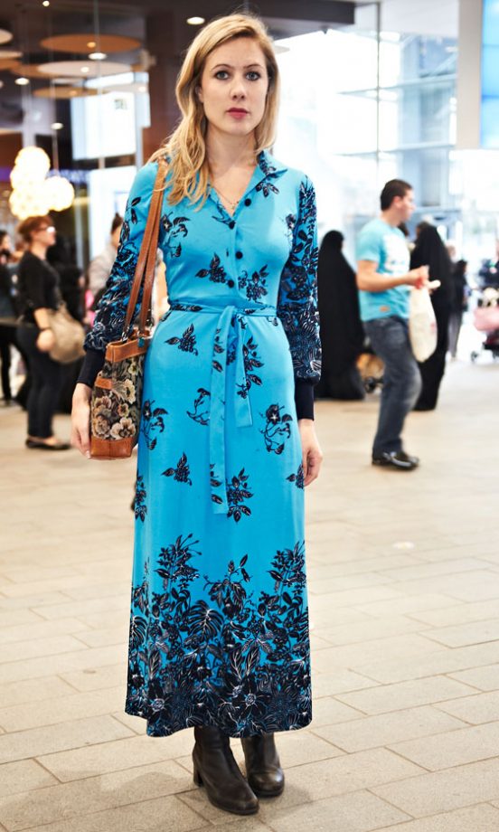 Annika Mason Wearing Dress From Rain In Soho Teamed With Bag And Boots From Ebay