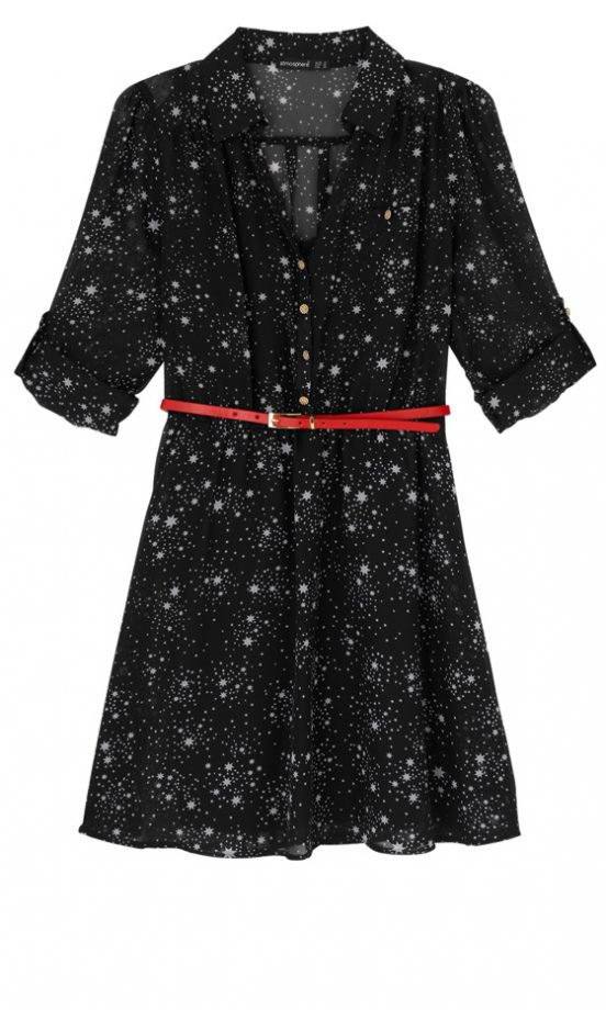 Primark Black Printed Dress With Red Belt, £17 – In Stores Only