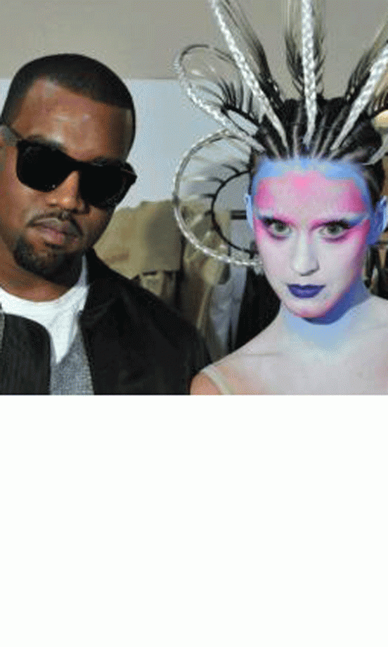 Katy Perry @katyperry And Kayne West Tweeted A Behind The Scenes Picture At The New E.T. Music Video, March 2011