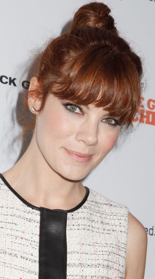 Michelle Monaghan Looks Cool With Her Full Fringe And High End Bun, 2011
