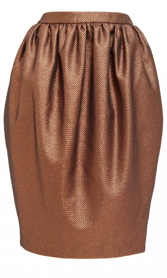 Team This Metallic Skirt From The Asos Christmas Fashion Collection With A Plain Black T-Shirt, Blazer And Sky-High Heels