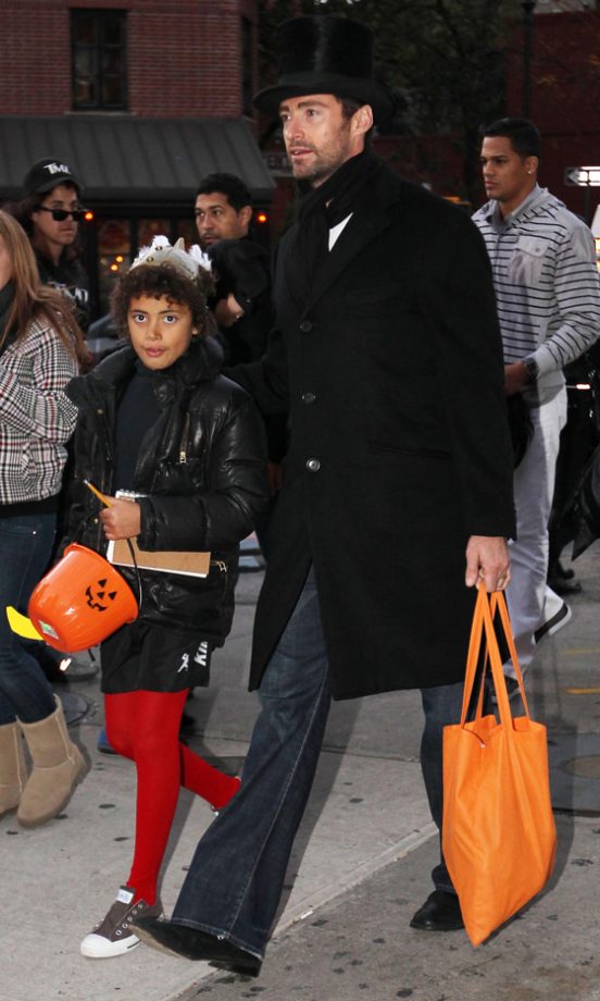 Hugh Jackman Out For An Evening Of Trick Or Treating With His Son Oscar