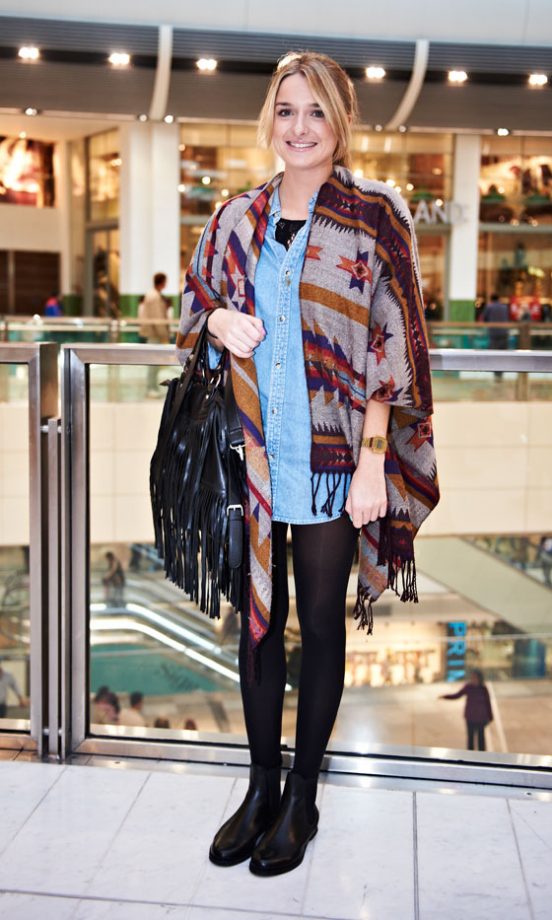 Anna Baron, 23, From London, Wearing A Poncho From H&M