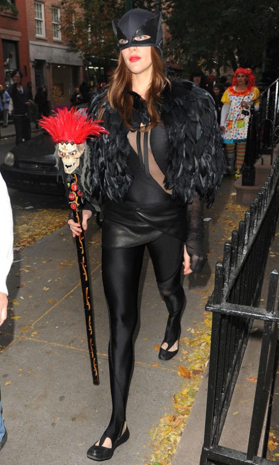Liv Tyler Out Celebrating Halloween In New York Wearing Feathers And A Cat Mask, 2010