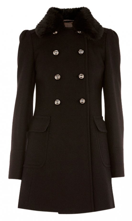 Oasis 60s Coat With Faux Fur Collar, Was £100 Now £75
