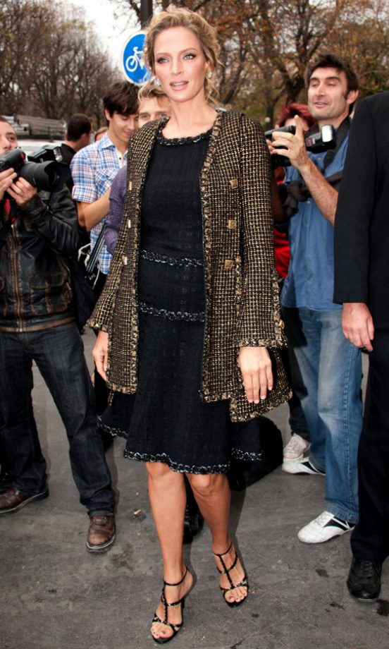 Uma Thurman Leaving The Chanel SS12 Show At Paris Fashion Week, 2011