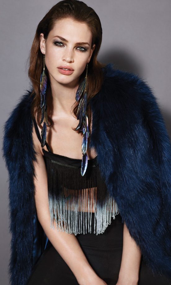 Topshop Stardust Petrol Blue Faux Fur Coat, £98