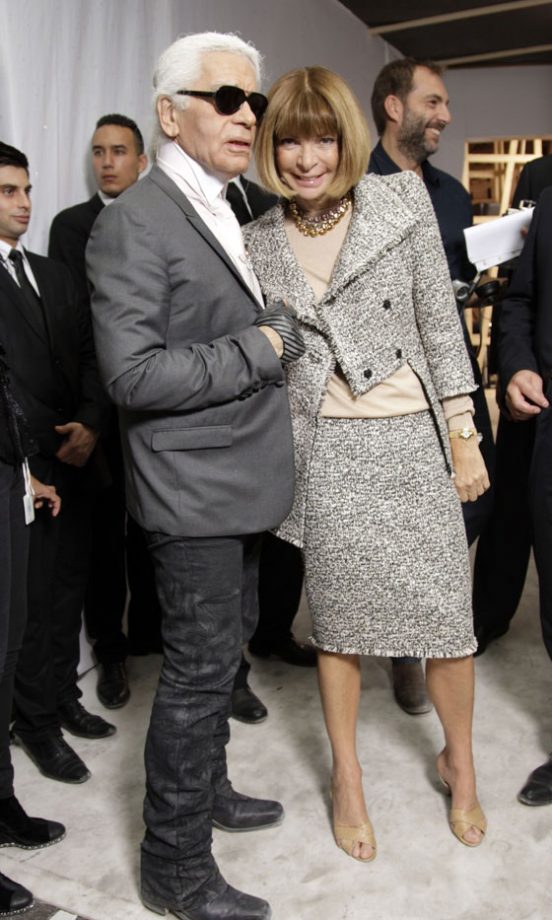 Karl Lagerfeld And Anna Wintour At Chanel's SS12 Fashion Show At Paris Fashion Week