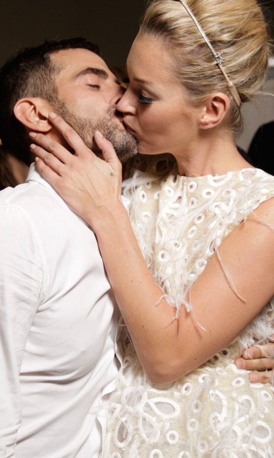 Kate Moss And Marc Jacobs Backstage At The Louis Vuitton SS12 Show At Paris Fashion Week, 2011