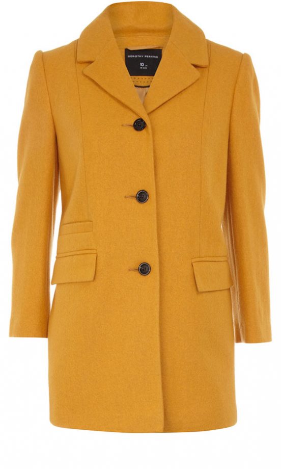 Dorothy Perkins Mustard Boyfriend Coat, £69