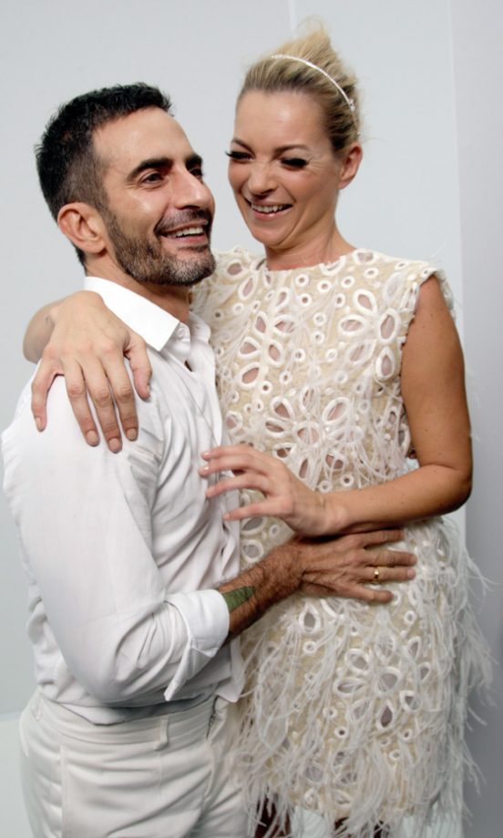 Kate Moss And Marc Jacobs Laughing Backstage At The Louis Vuitton SS12 Show At Paris Fashion Week, 2011