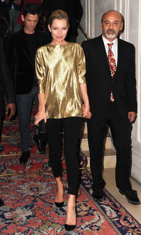 Kate Moss With Christian Louboutin At The Kate Moss For Fred Jewellery Launch At Paris Fashion Week, 2011