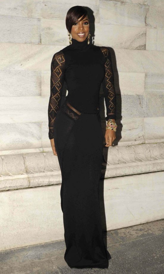 Kelly Rowland Works Gothic Chic In A Roberto Cavalli Dress At Milan Fashion Week, 2011