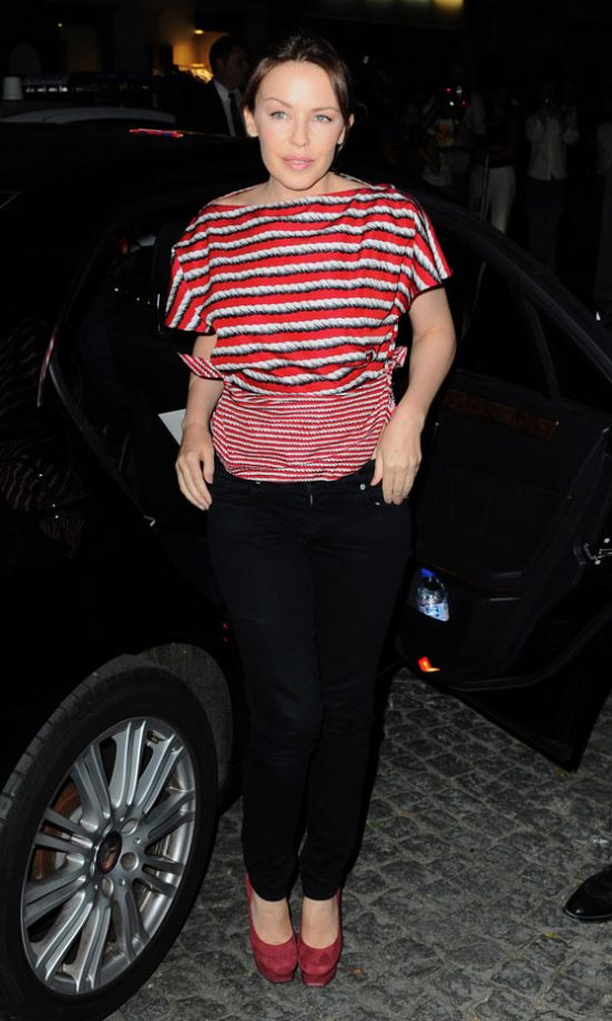 Kylie Minogue Arrives For The Yves Saint Laurent SS12 Show At Paris Fashion Week, 2011