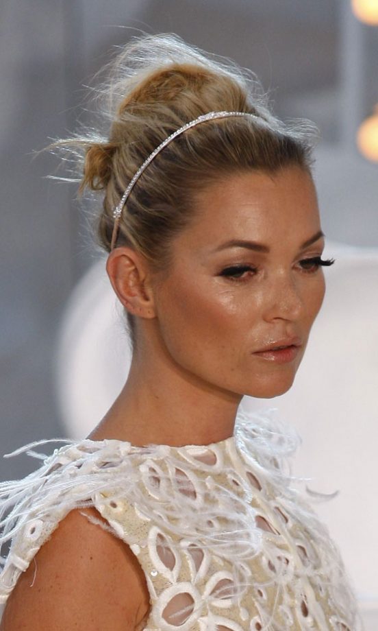 Kate Moss Hit The Louis Vuitton SS12 Runway In Paris With An Audrey Hepburn Inspired Bouffant Hairstyle, 2011