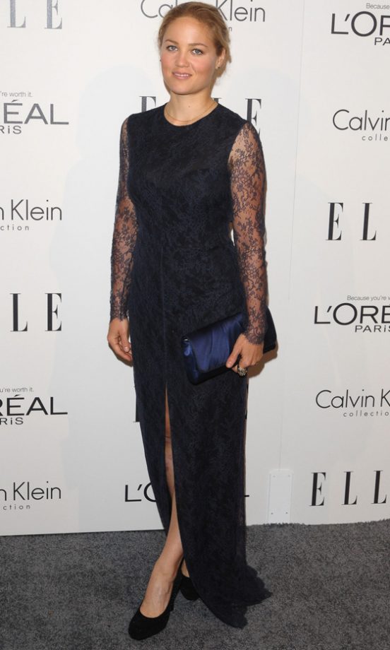Erika Christensen Looks Demure In A Navy Lace Dress At Elle Mag's Annual Women In Hollywood Tribute 2011