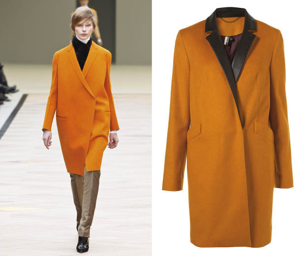 Oversized boyfriend coats on the Celine catwalk AW11 and at Topshop