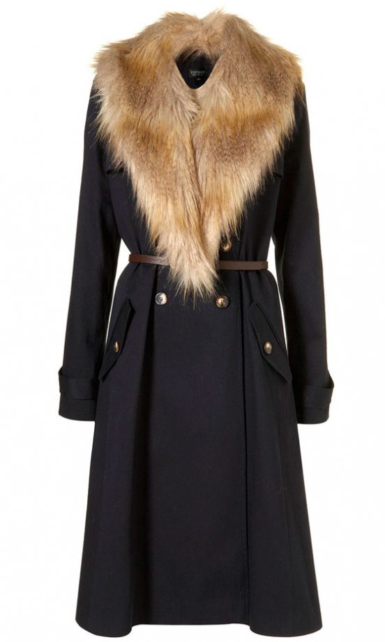 Topshop Faux Fur Collar Trench Coat, £100