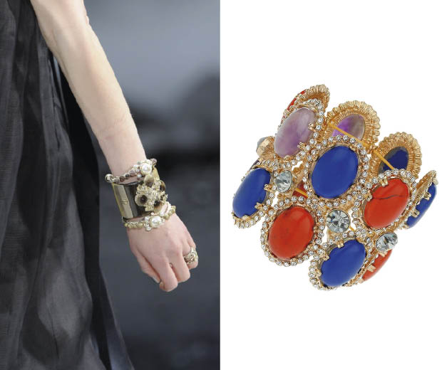 Topshop goes all Chanel AW11 (left) with its fabulous range of statement cuffs.